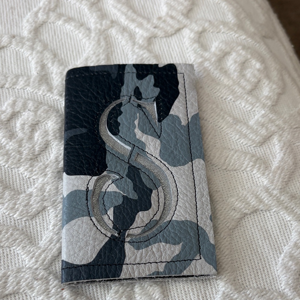 Camouflage Leather Card Holder With Embossed S Logo